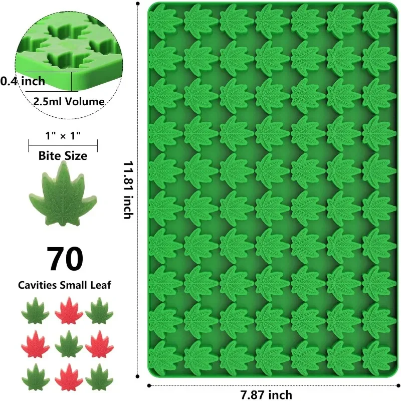 Marijuana Cannabis Hemp Leaf Silicone Molds with 70 Cavities Shaped for Pot Chocolate Candy Gummy view 5