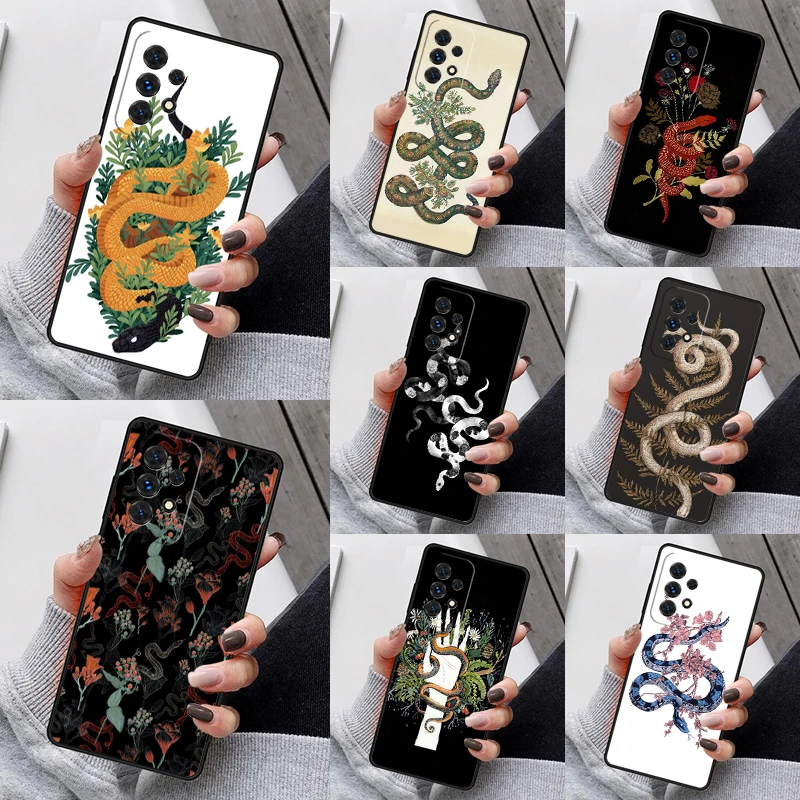 The Snake and Fern Phone Case For Samsung Galaxy S23 S21 S20 FE S24 S22 Ultra Note20 S10 S9 S8 Plus A40 A52 A12 A13 A53