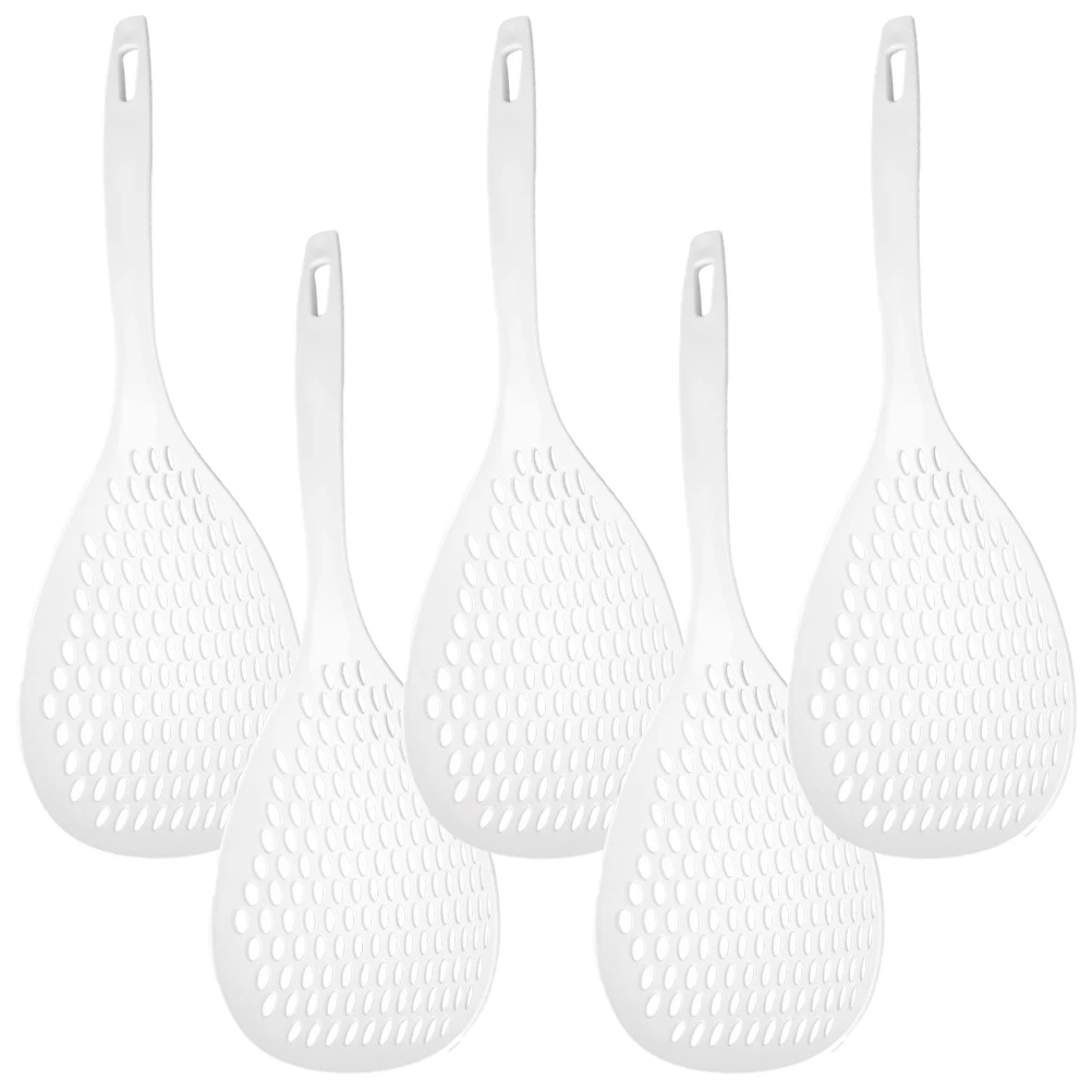 

5Pcs Large Drip Spoon Filter Cooking Colander Dumpling Strainer Noodle Plastic Slotted Spoons Skimmer HeatResistant Handle