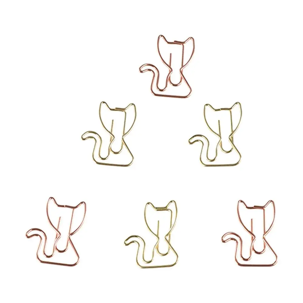 

10pcs Students Stationery Cat Shaped Paper Clips Metal Cartoon Metal Paperclip Cute Creative Paper Decorative Clip School
