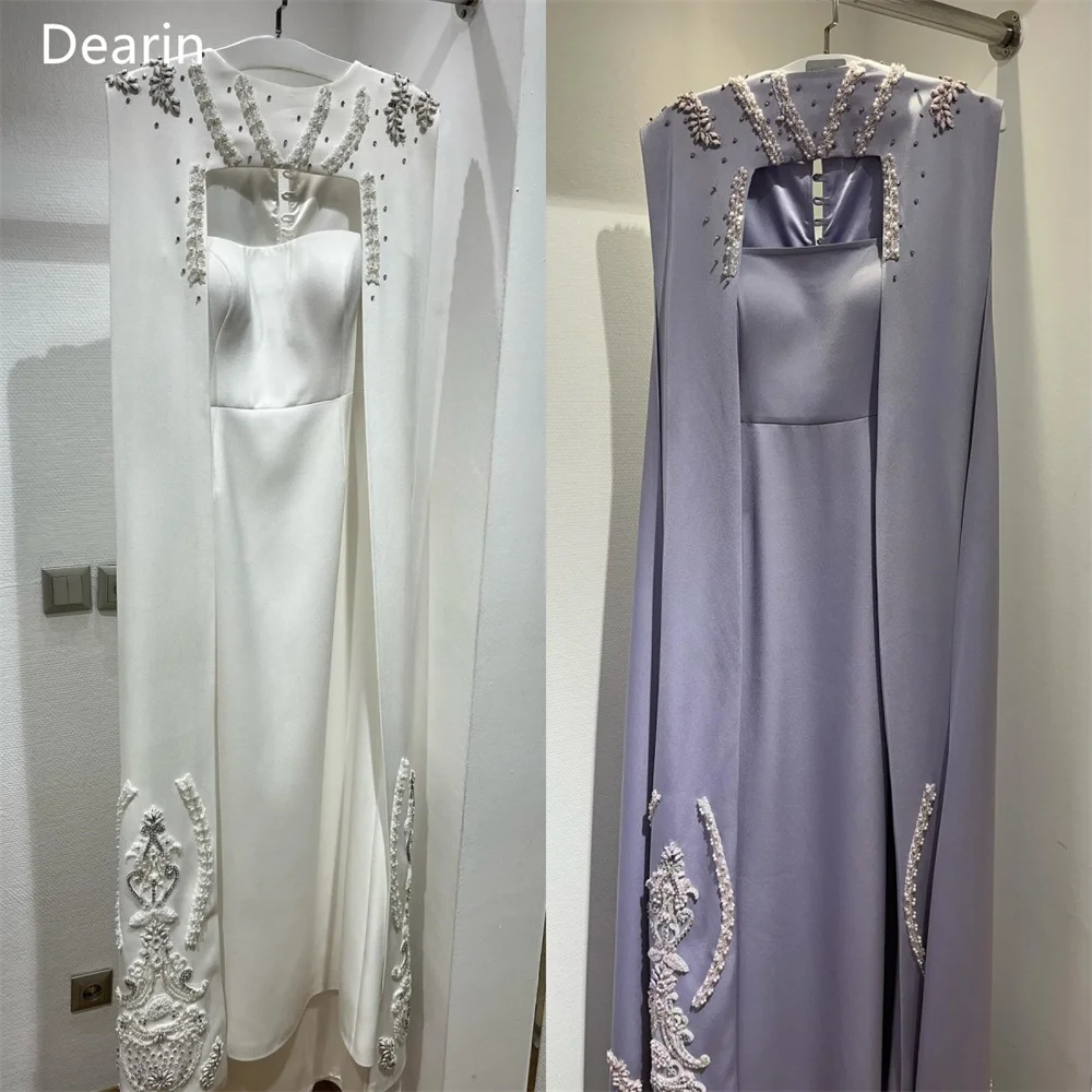 

Customized Evening Gown Dearin Scoop Neckline A-line Floor Length Skirts Beading Applique Layered Bespoke Occasion Dresses Form