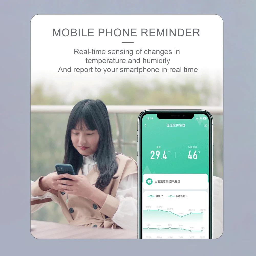WiFi Temperature Humidity Sensor Tuya APP Control Mobile Phone Reminder Share Device APP Smart Control Mobile Phone Reminder