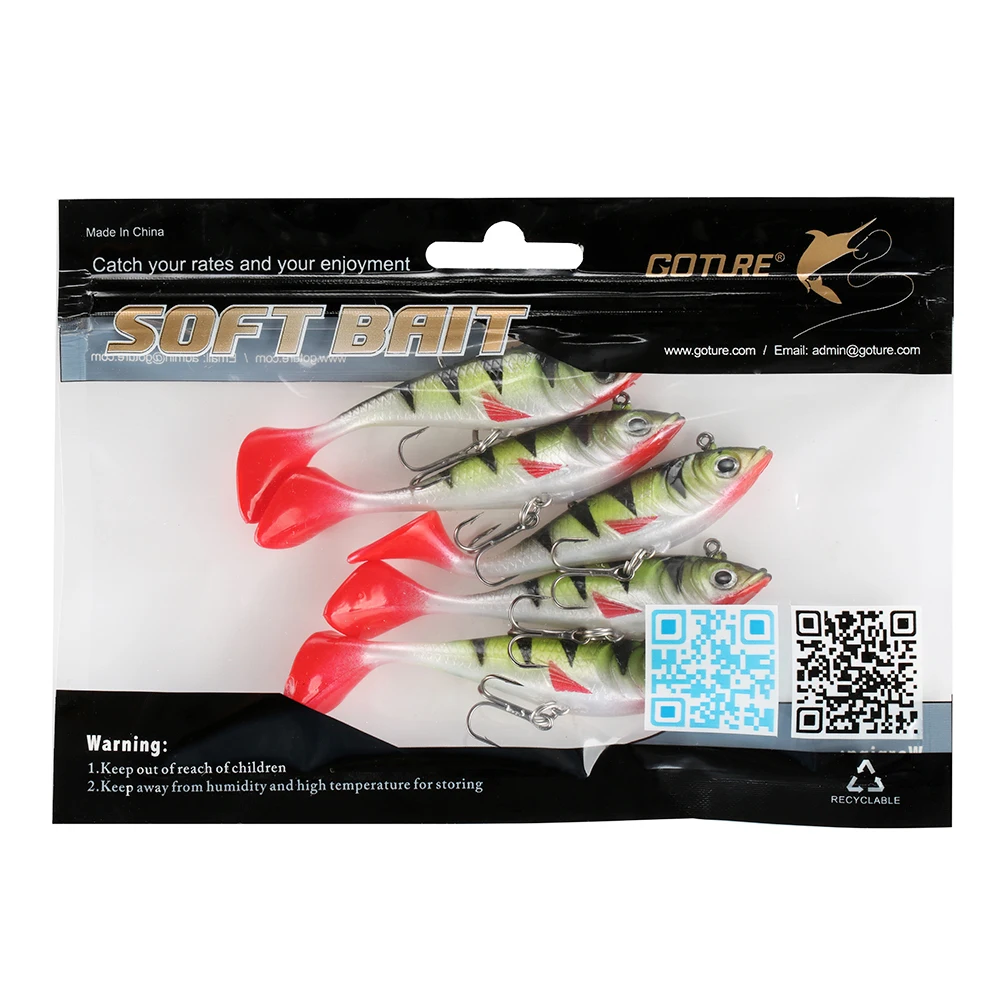 Goture 5pcs/set Soft Fishing Lure Swimbait 8.4cm 10.7g Silicone Artificial Bait Lead Wobblers for Pike Fishing Tackles