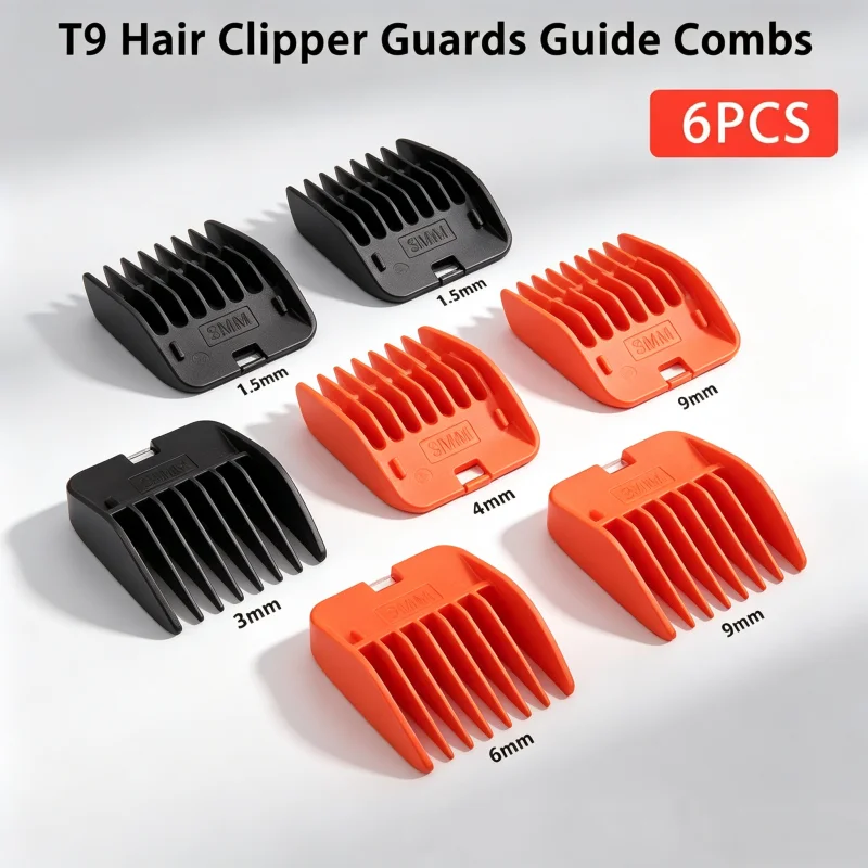 1 Conjunto de Pentes Guia T9 para Máquina de Cortar Cabelo 1.5/2/3/4/6/9mm, Acessórios de Substituição para Aparador e Estilização