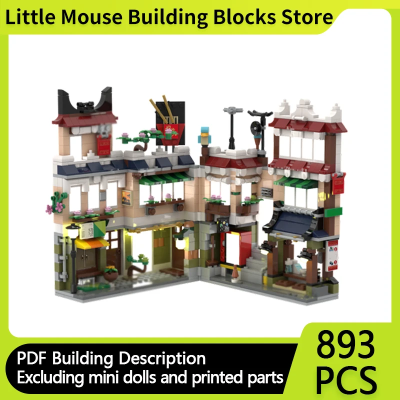 

City Street View Model MOC Building Bricks Corner Of The Noodle Shop Modular Technology Gift Holiday Assemble Children Toys Suit