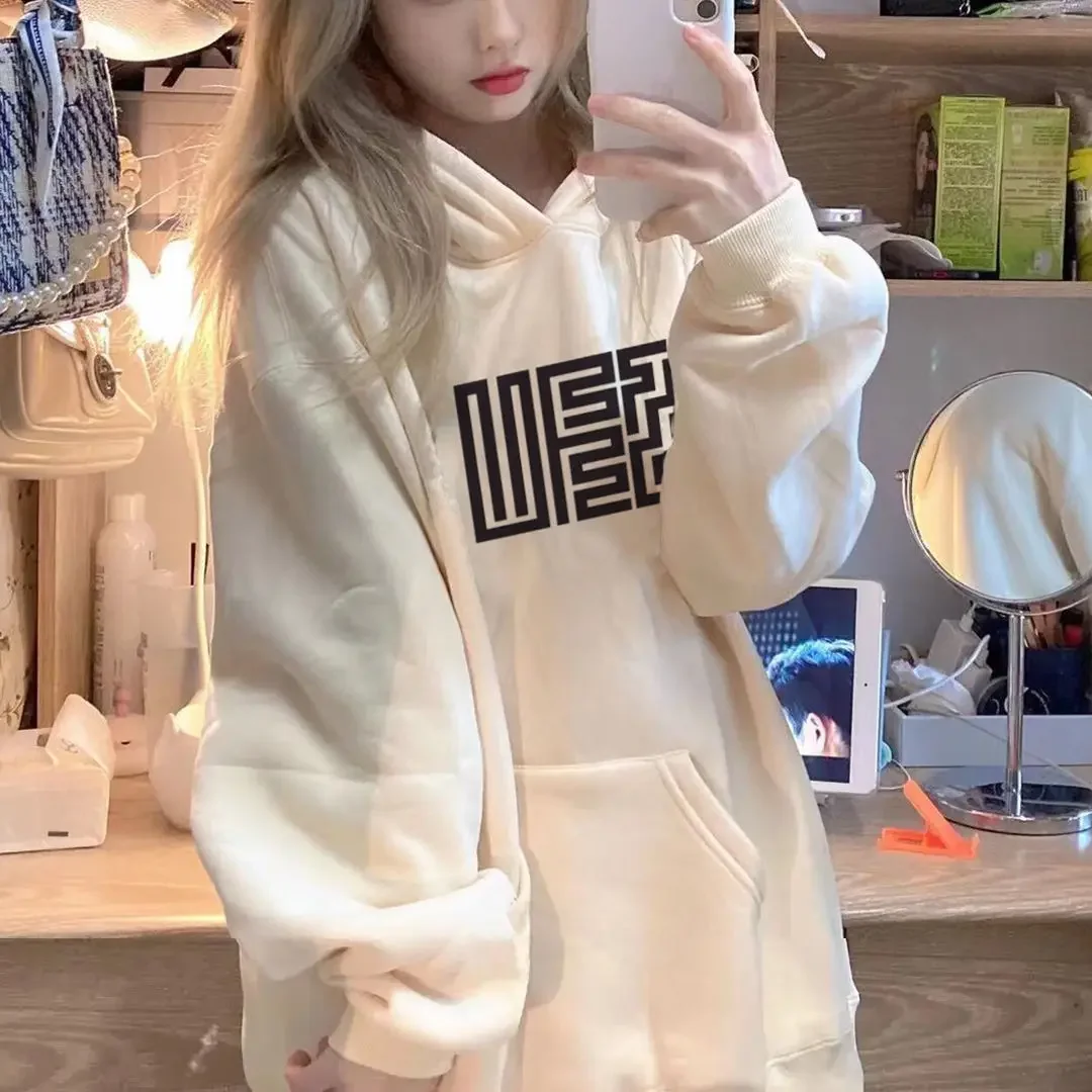 Mode Hoodie Herbst und Winter Neue Hong Kong Stil Mit Kapuze Pullover Pullover Weiblichen Koreanischen Stil Hoodies Frauen Streetwear Top