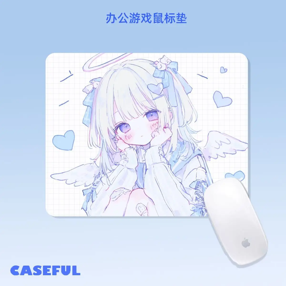 

Персонализированный коврик для мыши в стиле Y2K с иллюстрацией ангела, гладкий, для киберспорта, аниме, офиса, настольный коврик для клавиатуры