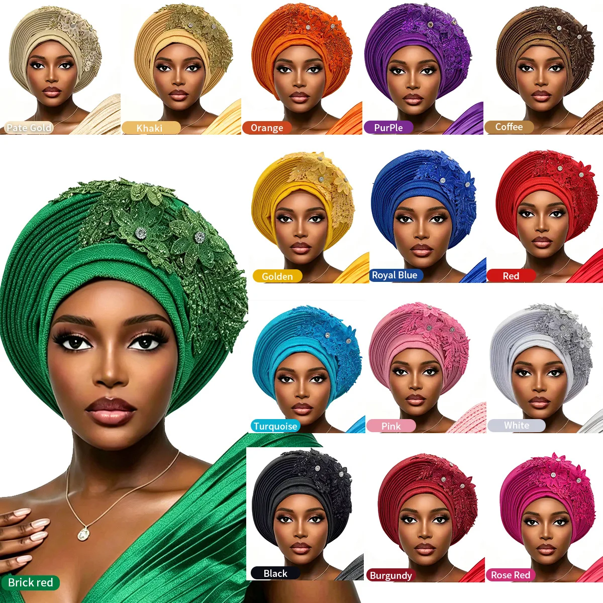 Fashion African Headtie Turban Nigeria Head Ties Flowers Already Made Auto Gele Women Head Wraps for Wedding Party Headpiece New