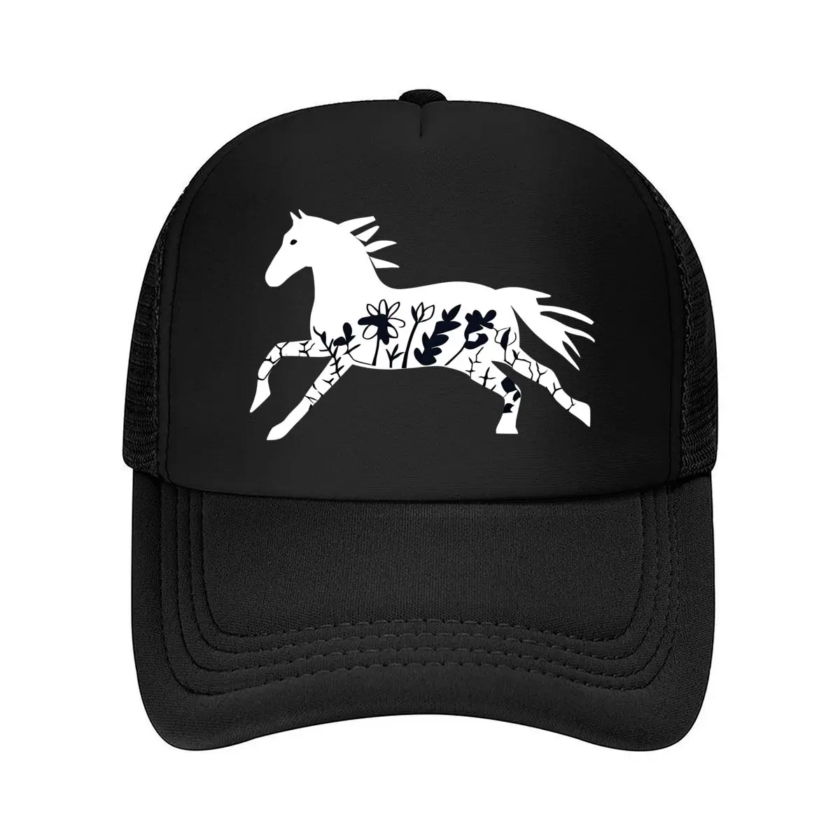 Retro Running Horse _ Unisex Adjustable, All-season, Graphic Pattern, Buckle Closure - INFASHULE 2026 Mesh Baseball Cap