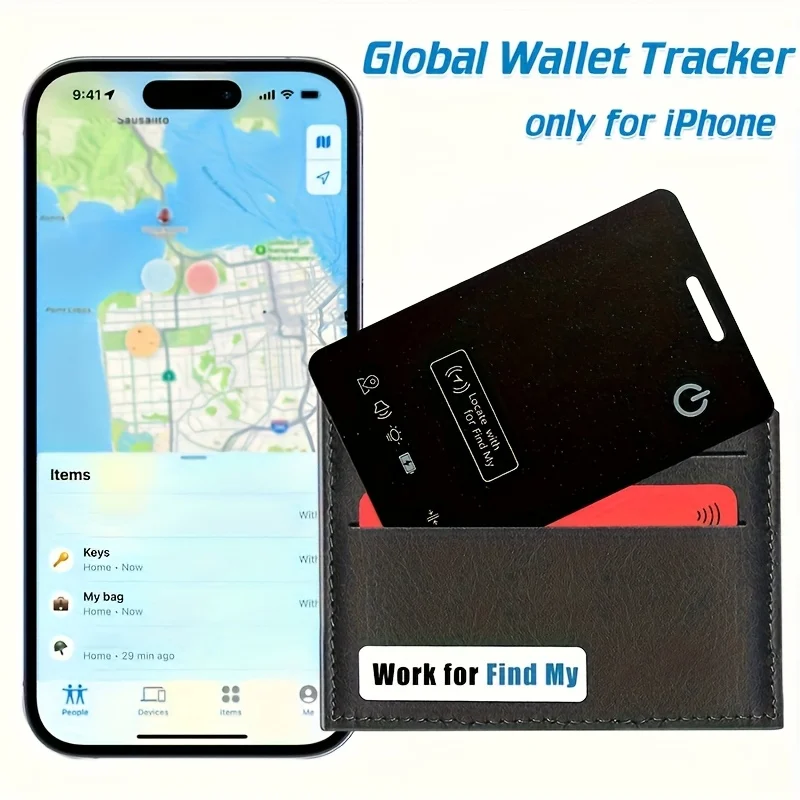 Portable Location Card - Compact Design, Compatibility with Find My App Compatibility, Wireless Charging