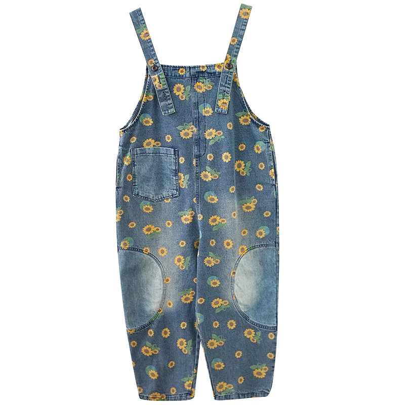 

Waed Denim Jeans Casual Harem Pants Large Size Women's Clothing Patchwork ket Print Age Reduction Strap Pants