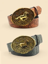 Vintage Cowboy Style Belt, Women's Fashion Casual Belt, Retro Printed Leather Belt, Suitable for Daily, Commuting, College Style