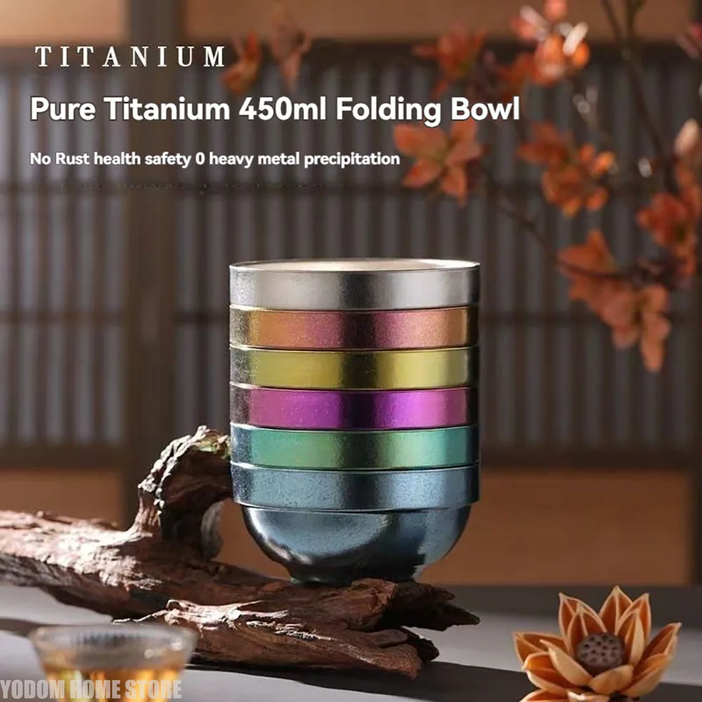 12.8cm/450ml Pure Titanium Food Bowl Double-layer Heat-insulating And Scalding Anti-slip,Anti-drop Tableware High-end Ramen Bowl
