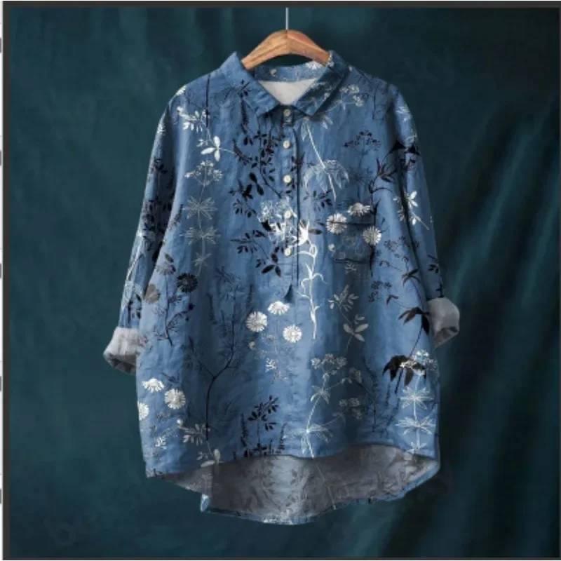 

Japanese casual printed shirts, country-style shirts, straight collars, loose and comfortable shirts, sexy and elegant ladies