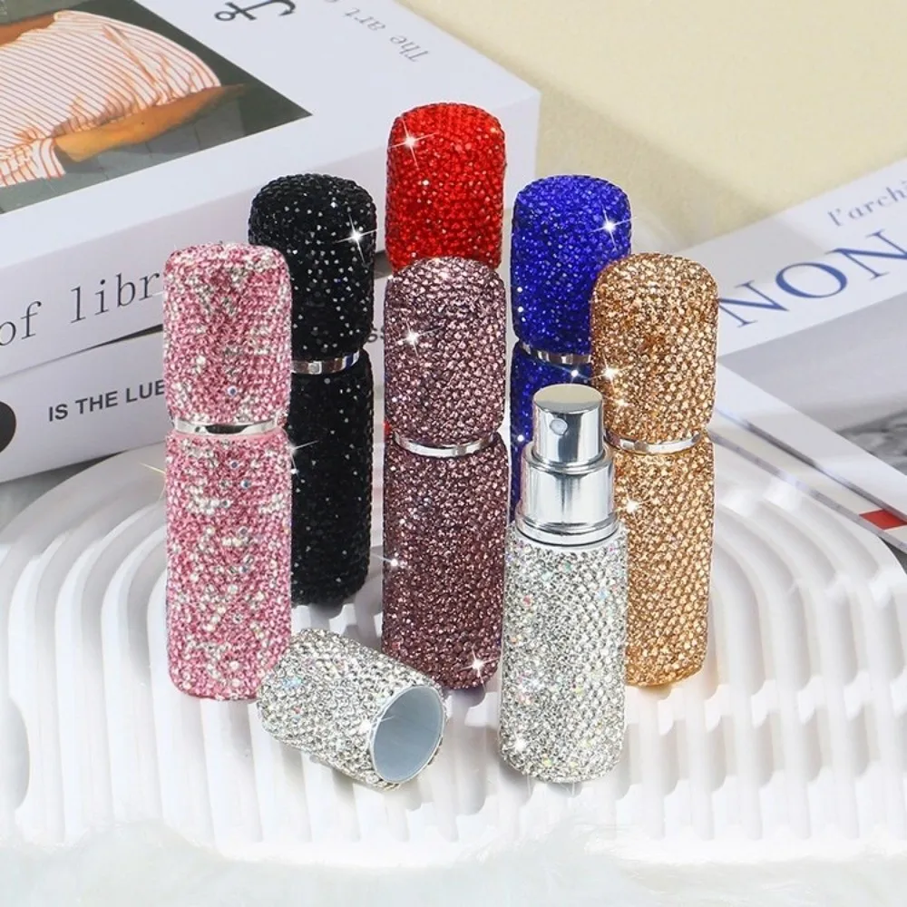 Botella de Perfume de 10ml, botellas recargables portátiles con diamantes de imitación, contenedor de almacenamiento vacío de vidrio, herramienta de maquillaje