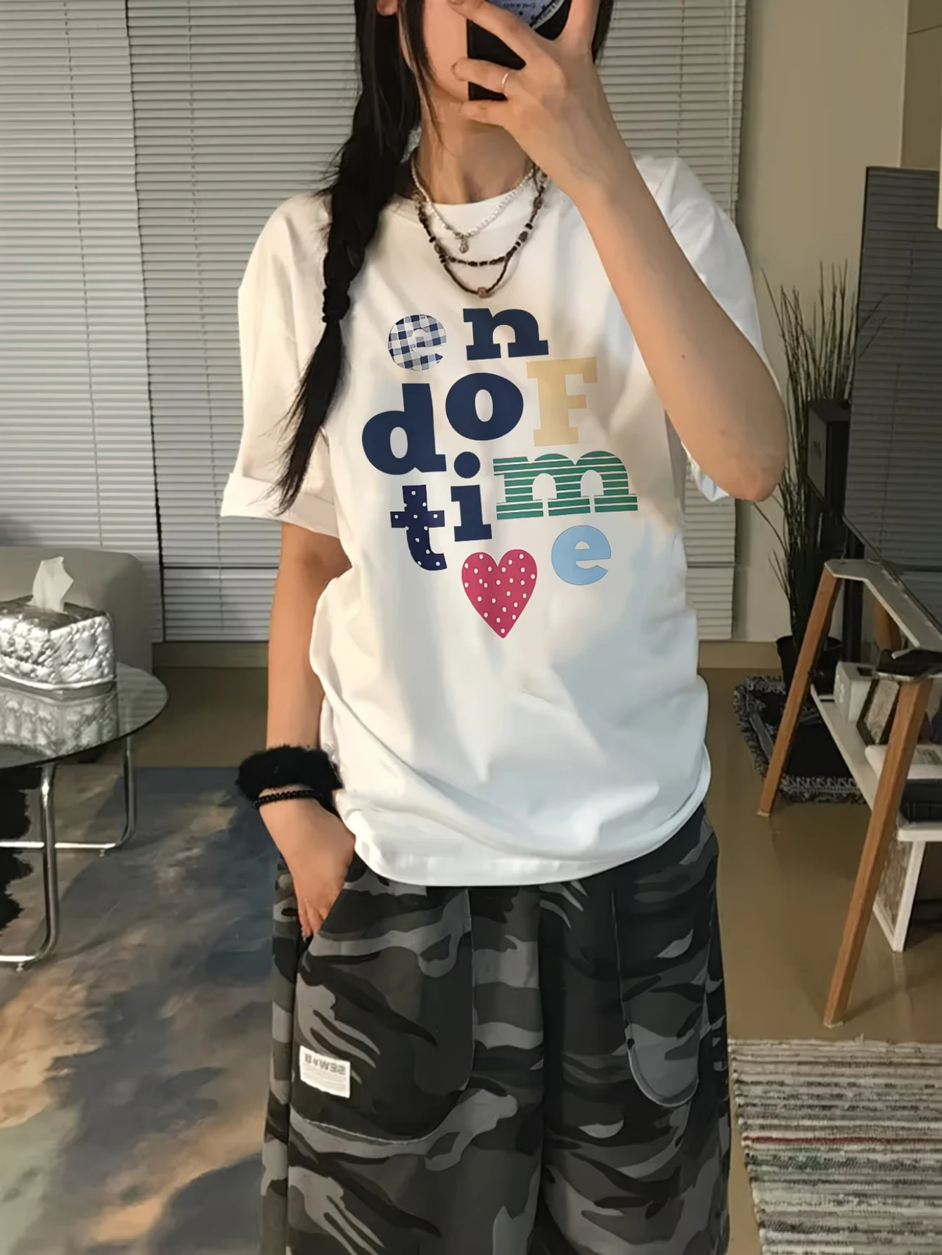 Women's T-shirt, trendy Y2K style simple English letter print, all season casual loose top  oversized t shirt women clothes