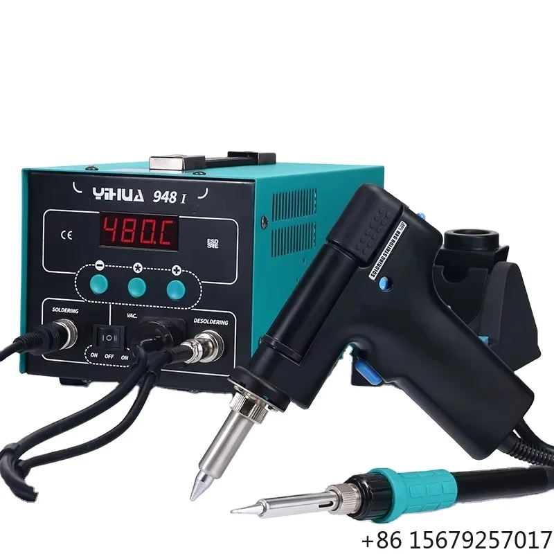 YIHUA 948 I ESD Safe PLC Core Components Solder Welding Tools Repair Desoldering Gun Suck Tin Vacuum Desoldering Station 1 Year
