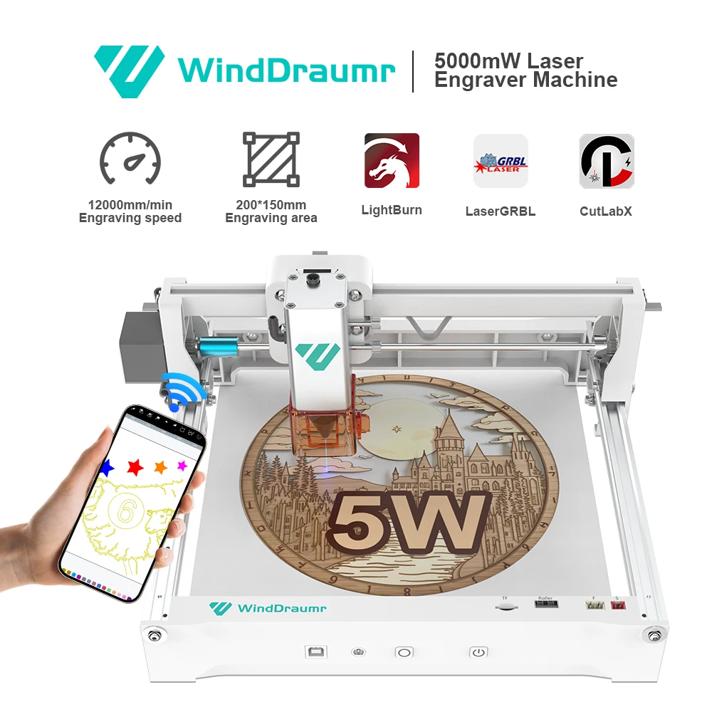 

Laser Engraver 5W High Accuracy DIY Laser Engraving Machine Offline Usage Laser Cutting Tool For Wood Leather Metal CNC Machine