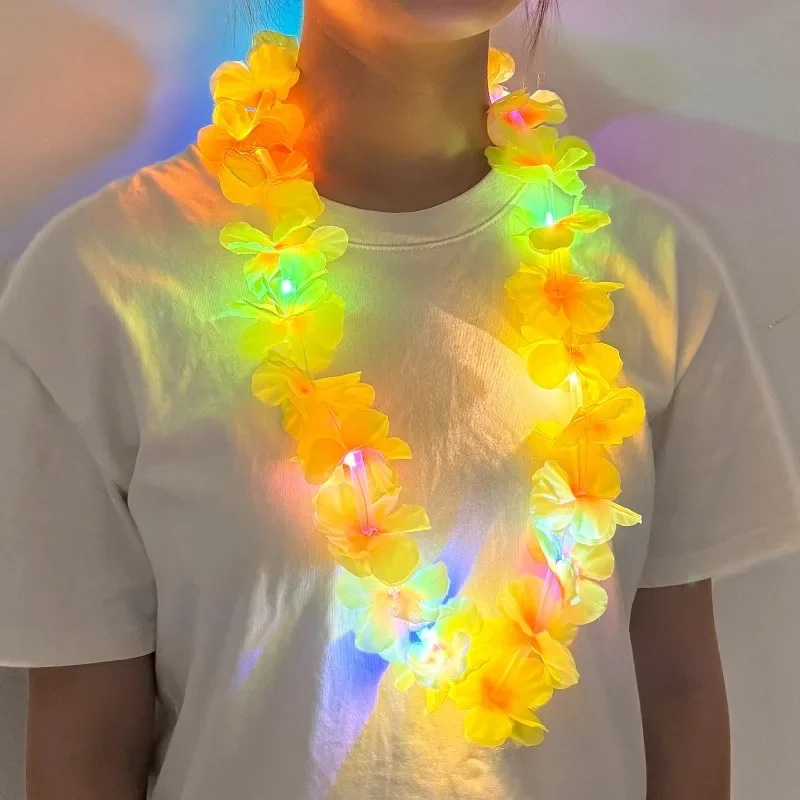 تضيء هاواي ليس مصباح ليد حتى زهرة ليس قلادة Leis للشاطئ الاستوائية الطرف الديكور أكاليل لوازم هدية الزفاف