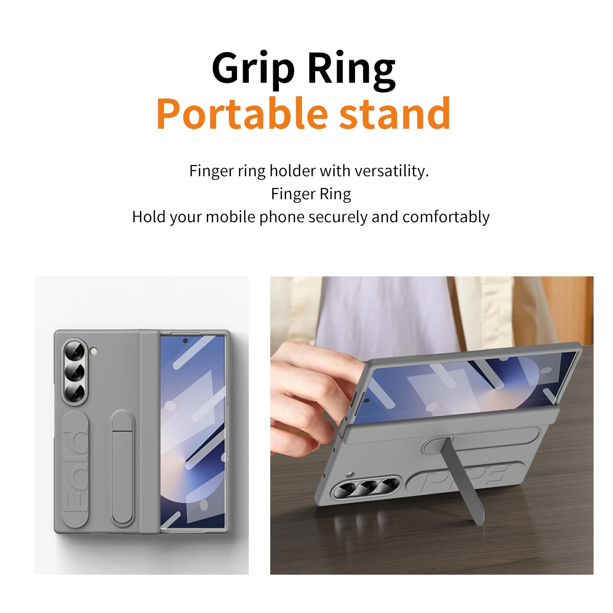 Matte Kickstand Holder Band Grip Case For Samsung Galaxy Z Fold 6 5 4 3 ZFold6 Flip Hinge Axis Armor Cover + 9H Glass Protector