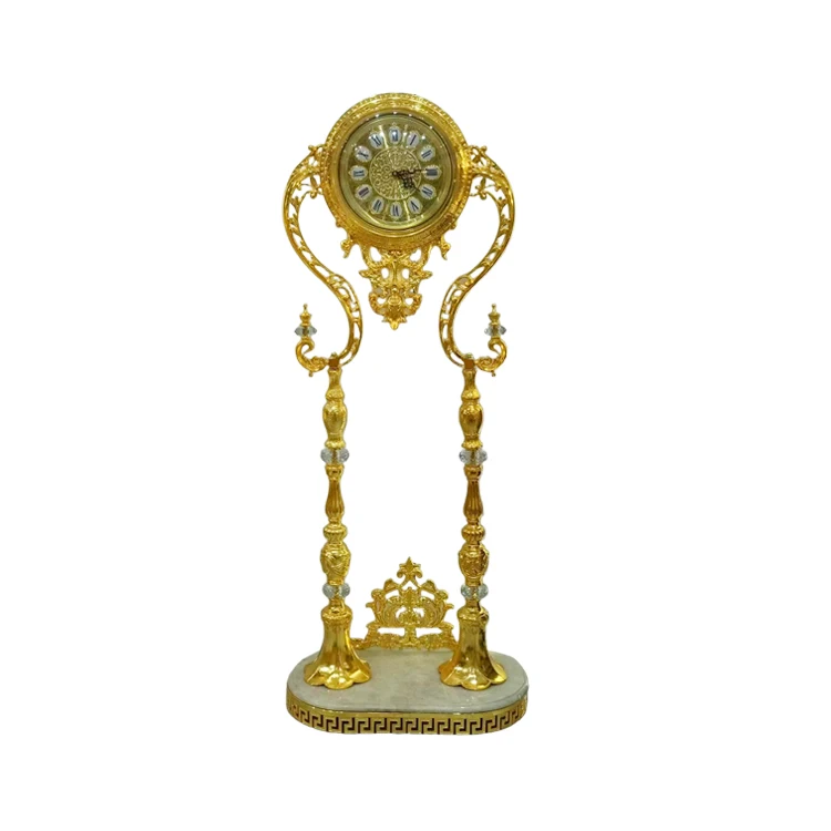 

Luxury Vintage Golden Standing Grandfather Clock Antique Style Home Floor Clock with Crystal Gold Finish