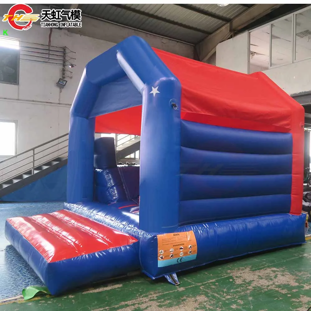 4 x 4 m aufblasbarer Hüpfer für Kinder mit Rutsche, aufblasbare Rutsche für den Hinterhof, Hüpfburg, Karneval, Luftpullover mit Gebläse