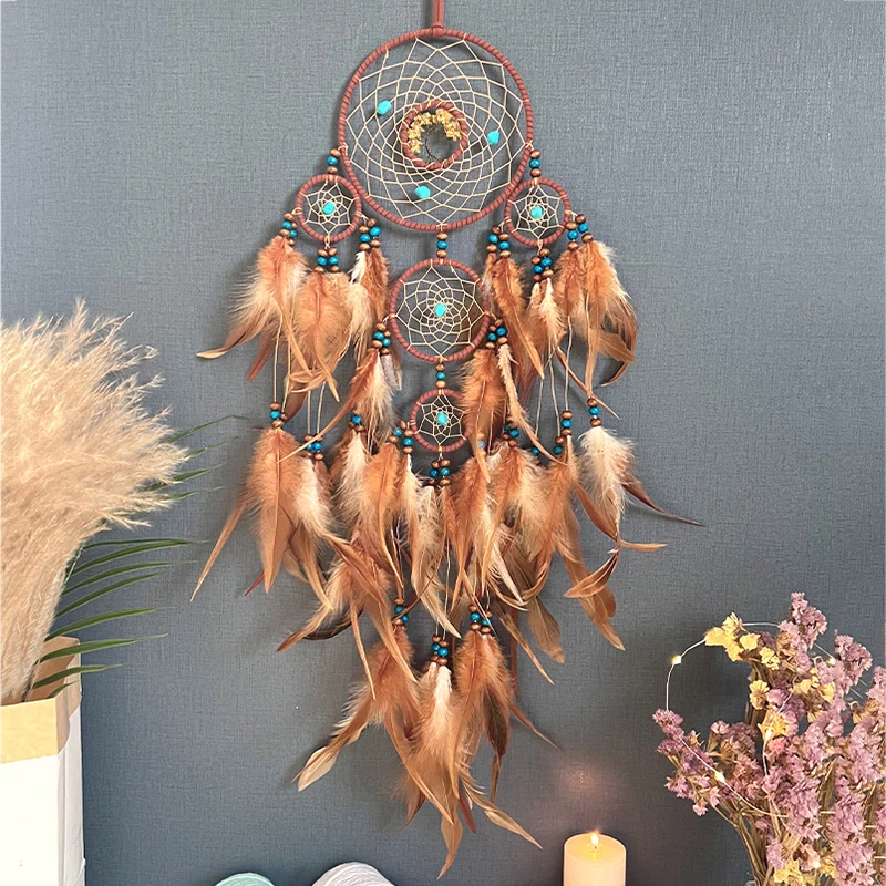 Hand-woven Wall Pendant Crystal Dream Catcher Wind Chimes Living Room Bedroom Decorations Festival Party Gifts Home Accessory