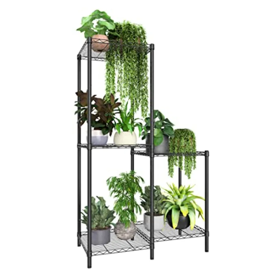 

5-ярусная подставка для растений для дома и улицы, усиленная полка для нескольких растений, регулируемая подставка для растений, подходит для