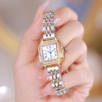 Women Watch Stainless Steel Square Small Clock Luxury High Quality Fashion Rhinestone Wrist Lady Watches For Women