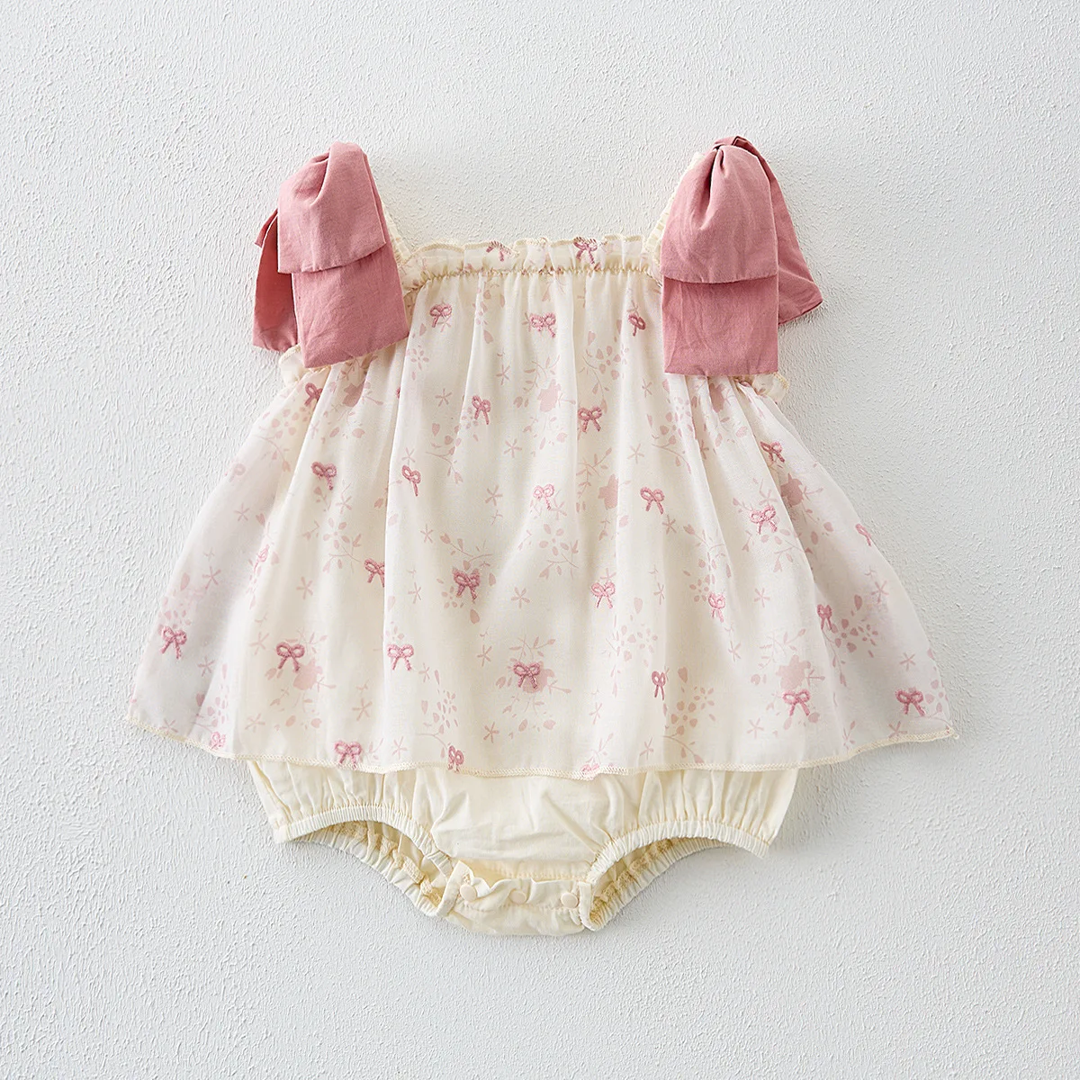 Birthday Princess One Piece Body Clothes Abbigliamento 2026 Baby Girls Pink Bow Printed Summer Rompers Dresses Infant Bebes
