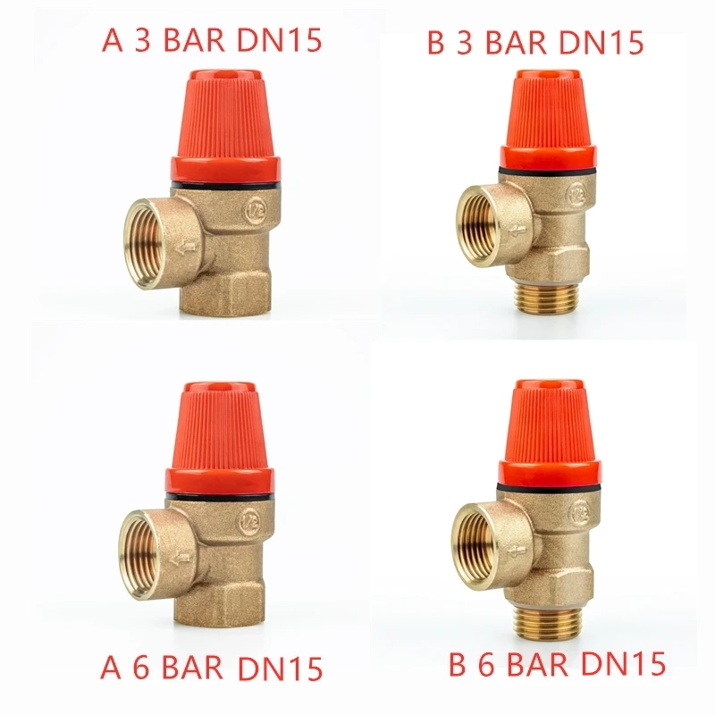 1PC Brass One-Way Safety Relief Valve One-Way Wall-Hung Boiler Safety Valve Thread DN15