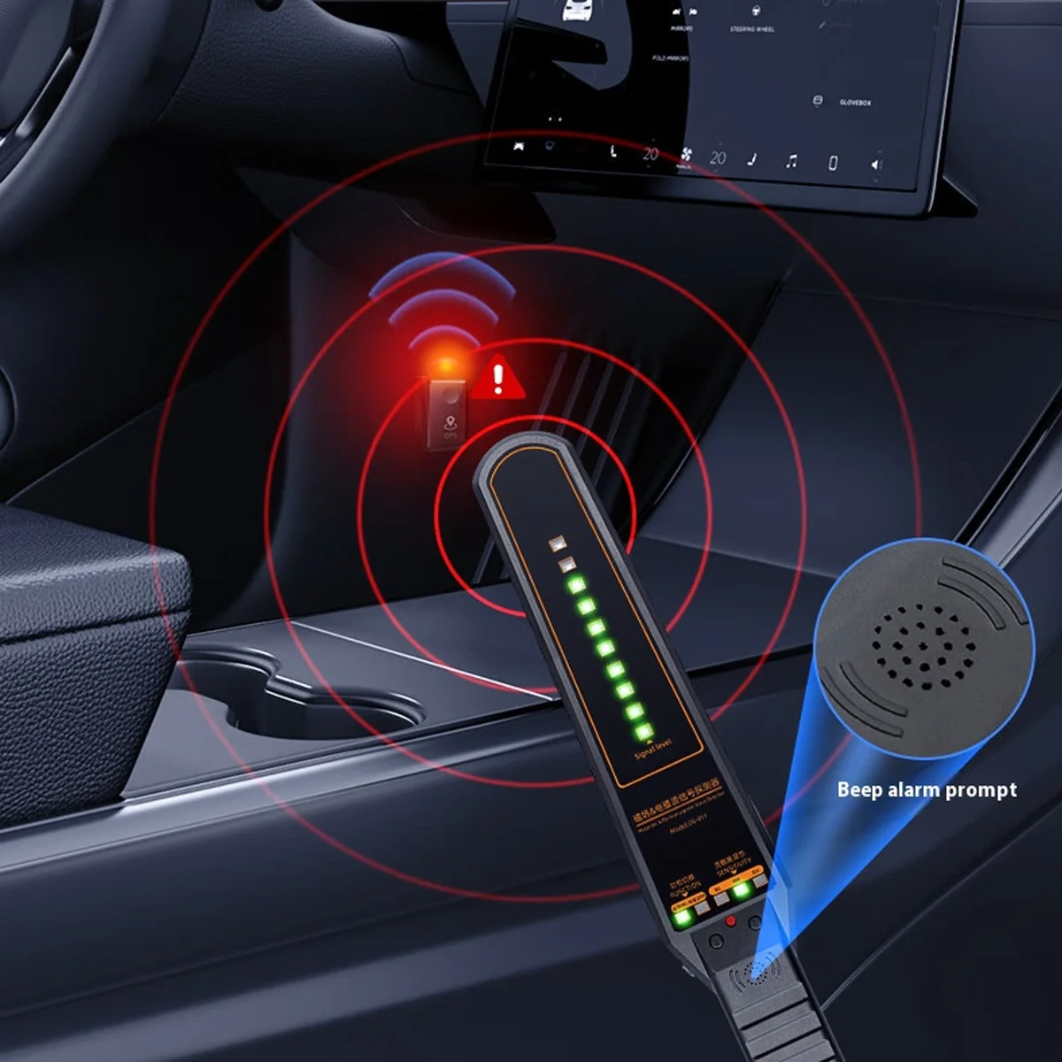 anti-spia intercettazioni e tracciamento GPS Rilevatore professionale Rilevamento magnetico + onde EM Temporizzazione 8-10 ore ABS Durata