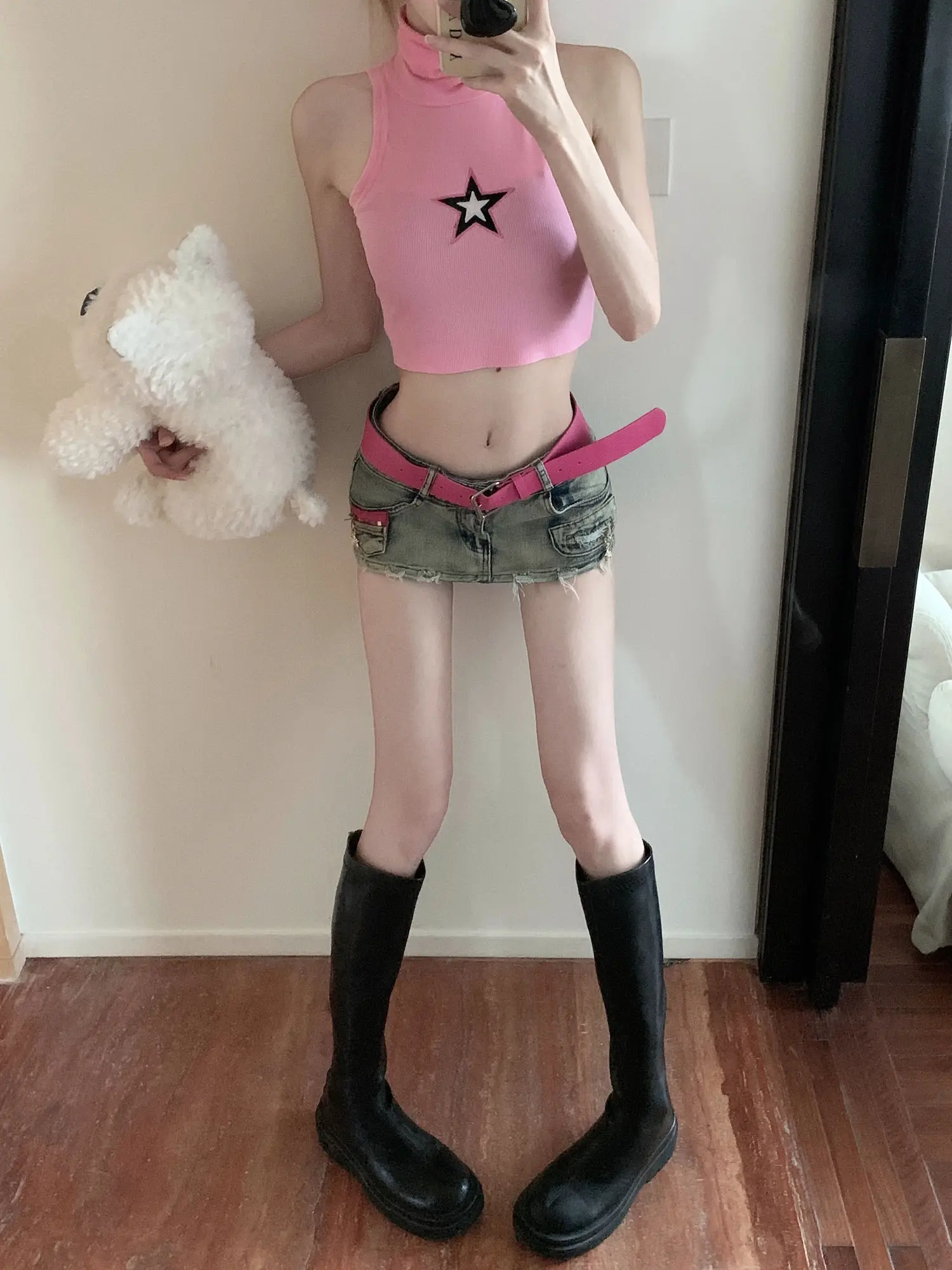 American Style Hot Pants Denim Shorts Women's Summer Hot And Sexy High Waist Slim Small Straight Wide Leg Pants