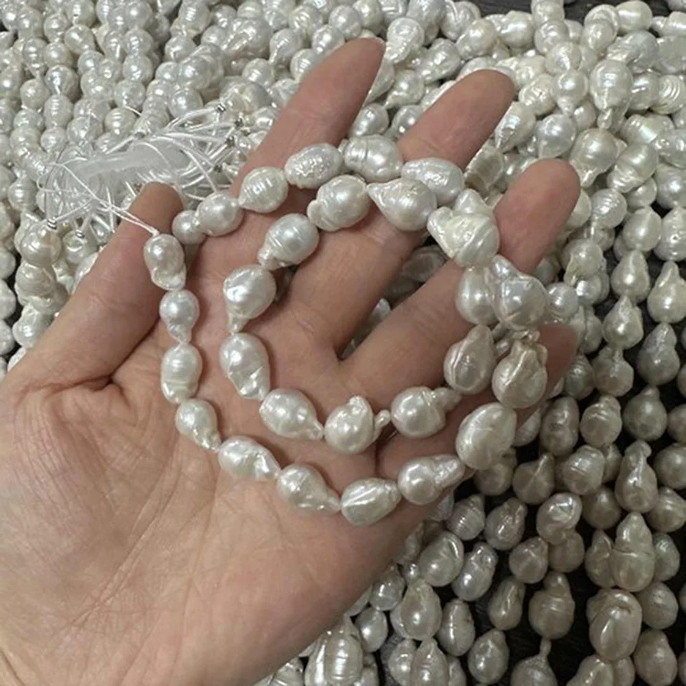 

13-14mm AAAA Natural Freshwater White Baroque Irregular Pearl Bead Jewelry Gift Make DIY Necklace Bracelet Accessories Wedding