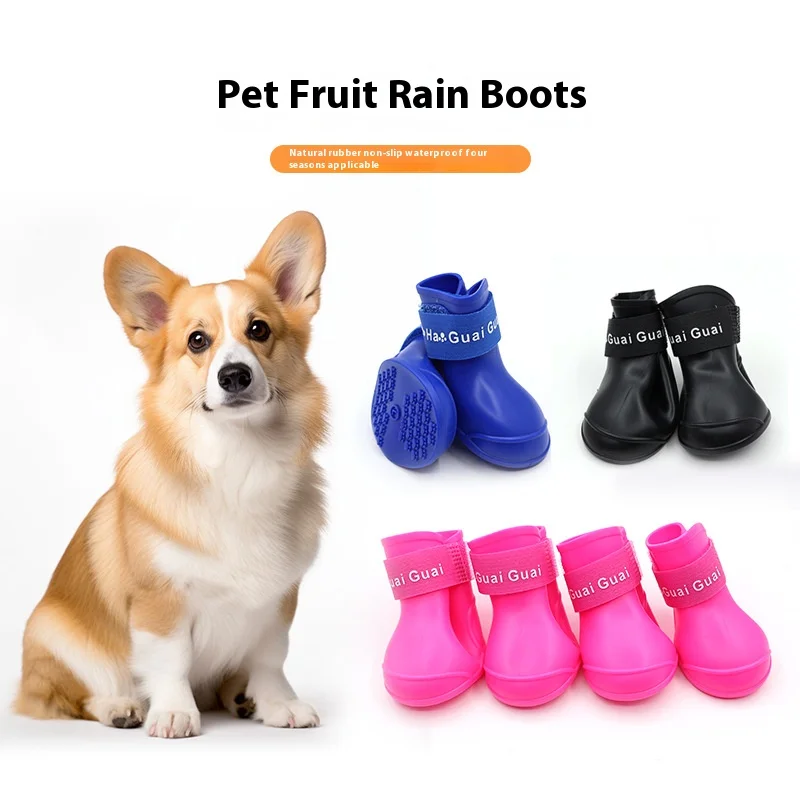 

Two Pairs Waterproof and Non-slip Dog Shoes - Soft-soled Puppy Boots, Universal in Rainy Days, Warm in Winter
