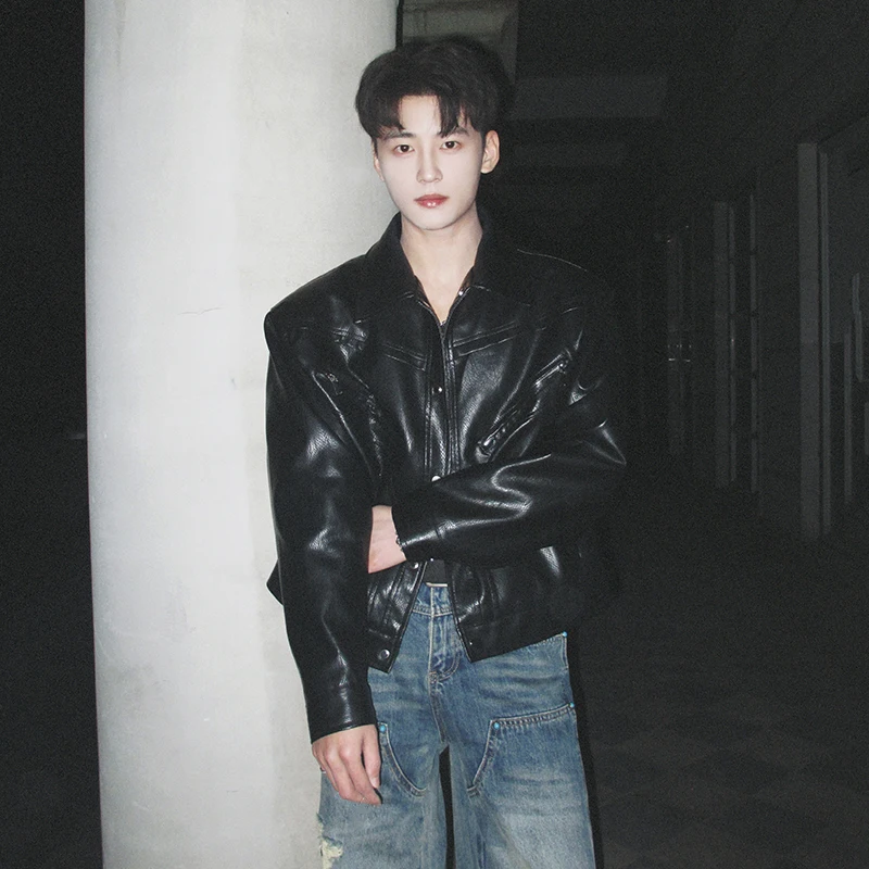 

Мужское мотоциклетное пальто с подкладкой из деконструированной кожи, весна-осень, высокая чувствительность, крутая ретро-американская чистая одежда...