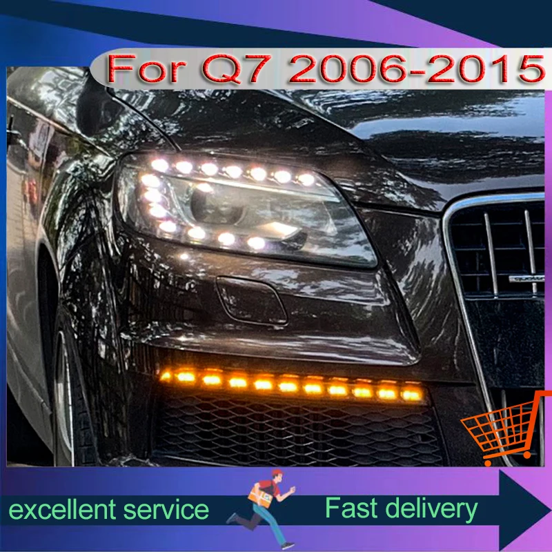 Auto Headlight For Audi 2006-2015 Q7 Dynamic Front Lamp Accessories Modification Daytime Running Turn Signal Light Assembly