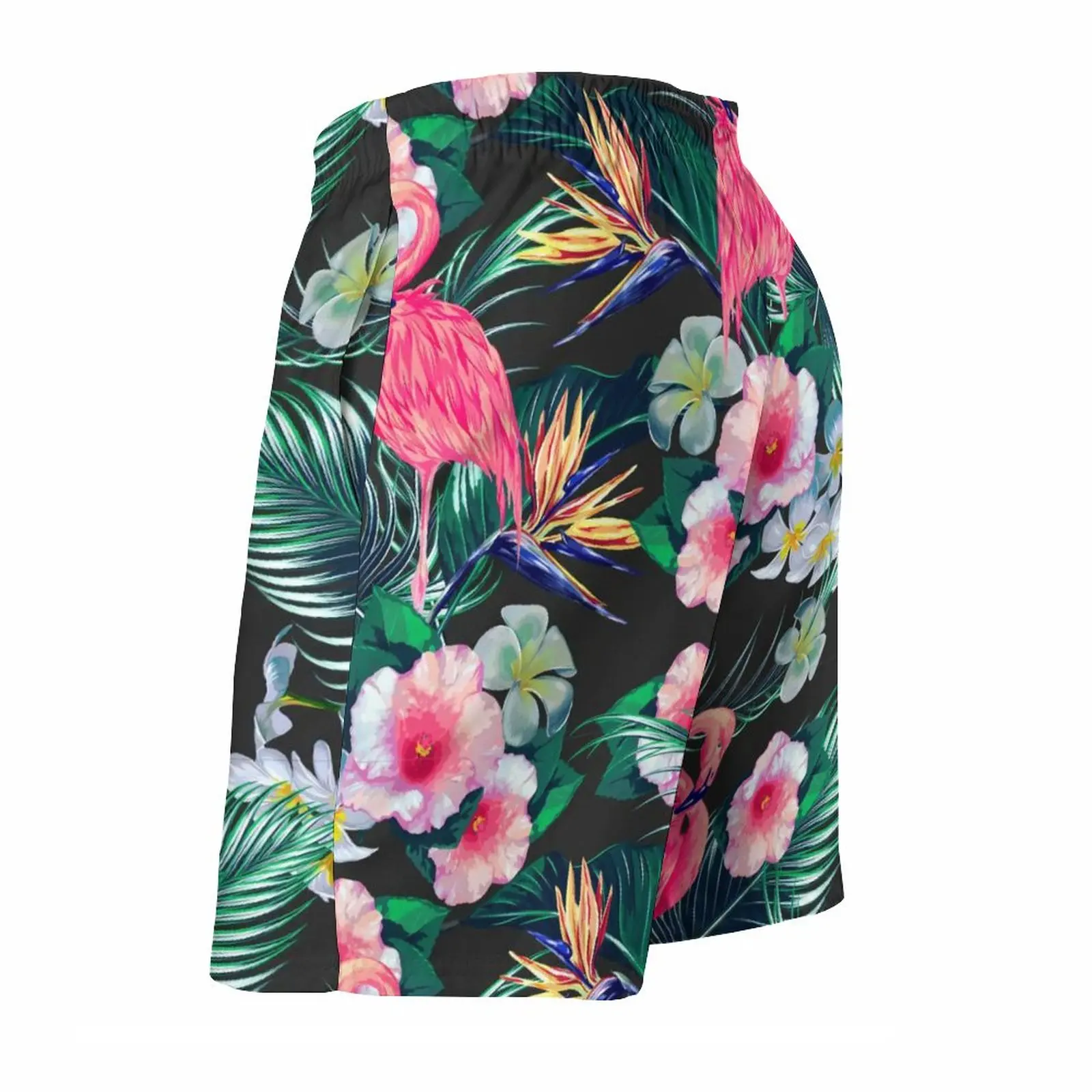 Bos Palmbladeren Board Shorts Bloemen- en Flamingo Print Strand Korte Broek Hot Man Leuke Afdrukken Zwembroek Plus Maat 3XL