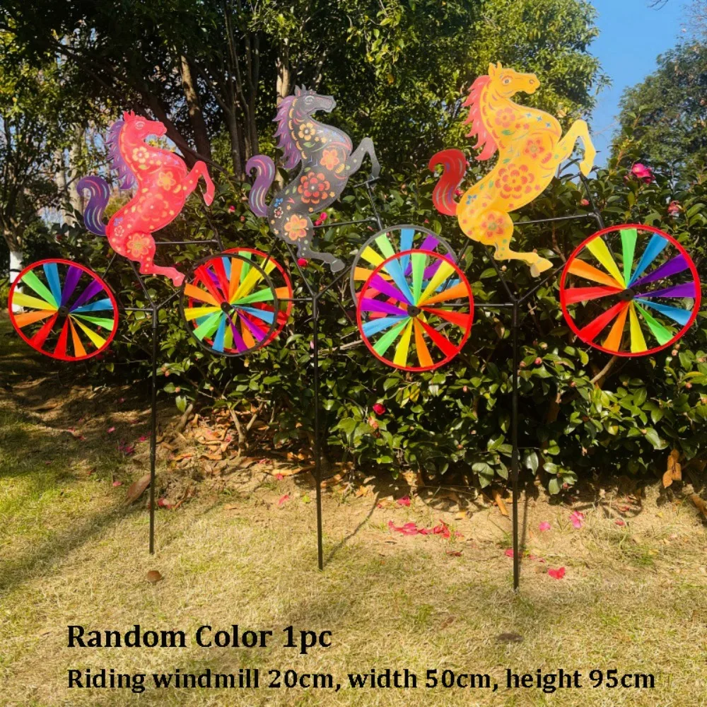 

Cute 3D Horse Animal on Bike Windmill Waterproof Oxford Fabric 75cm/95cm Novelty Windmill 2 Styles