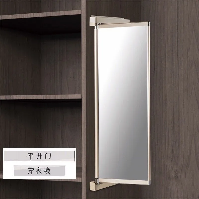 Casement open opposite door wardrobe rotating fitting mirror push-pull track built-in full-body mirror folding telescopic pull-o