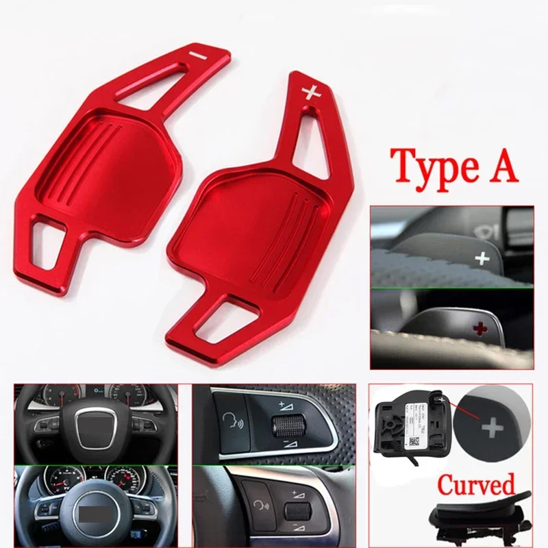 For Audi A4 B8 A3 8P S3 A5 A6 S6 C6 Q5 A8 R8 TT TTS 2006 2011 Car Steering Wheel Paddles Shifter Extension DSG 1Pair Red Black