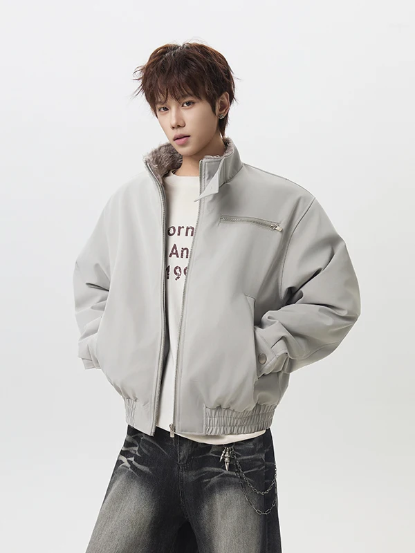 

Мужская утепленная хлопковая куртка-бомбер в американском стиле, свободного кроя, с меховым воротником, теплая зимняя верхняя одежда для молодежи