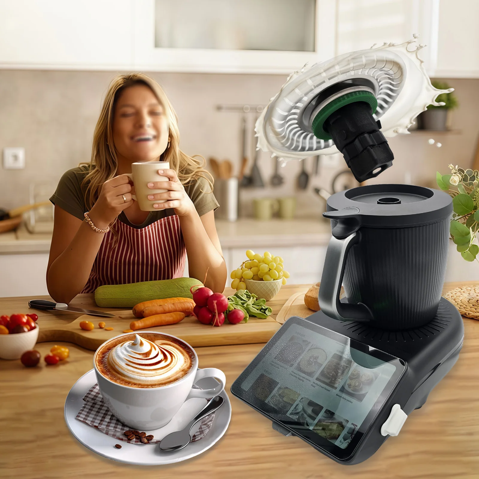 مرفق رغوة الحليب متوافق مع Thermomix TM7 للرغوة الساخنة والباردة-كابتشينو-لاتيه آرت-ميلك شيك-خبز الحلوى #2