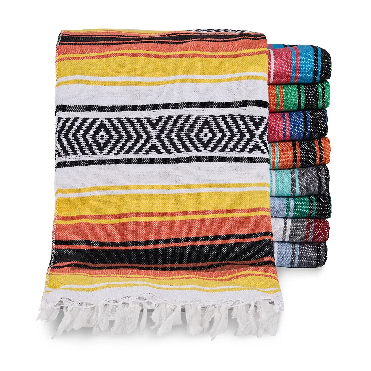 130x170cm Mexican Style Beach Blanket Handmade Woven Towel Tassels Throw Rug For Sofa Bed Home Picnic Mat Striped Tablecloth