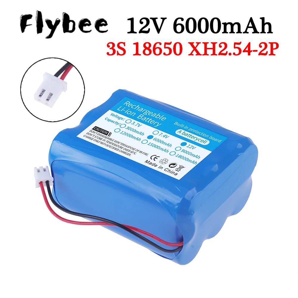 18650 3S2P 12V 6000mAh Li-Ion Battery Pack for Backup Power Ups Monitor CCTV Camera Battery 12.6V Battery