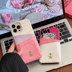 Business double card bag Animal PU leather Case for iPhone 16 15 14 Phone Cover 13 12 11 Pro MAX Hard Shockproof Back Funda