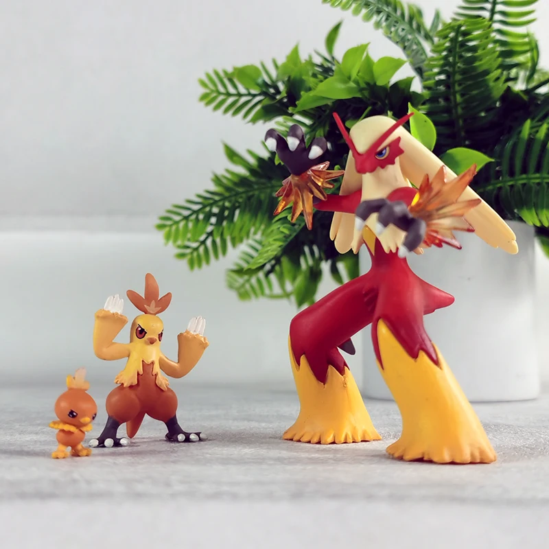 새로운 3개 세트 토치크 애니메이션 피규어 콤부스켄 피규어 블라지켄 진화 그룹 PVC 스태츄 컬렉션 모델 선물 장난감