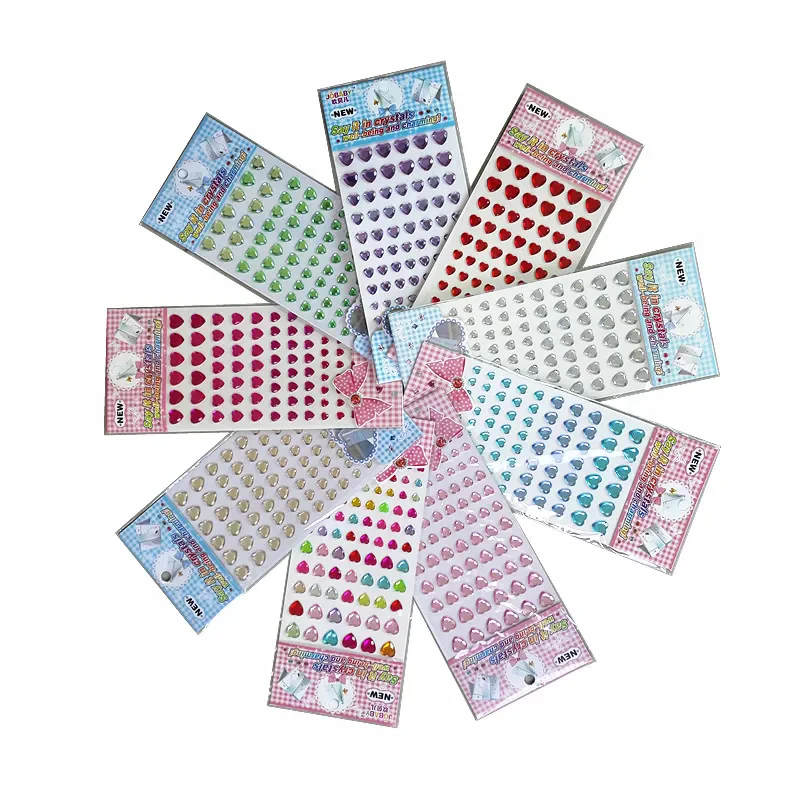 New Crystal Heart Rhinestones DIY Car Stickers Shape Decals Self-adhesive Children's Toy Stickers Notebook Decorative Stickers