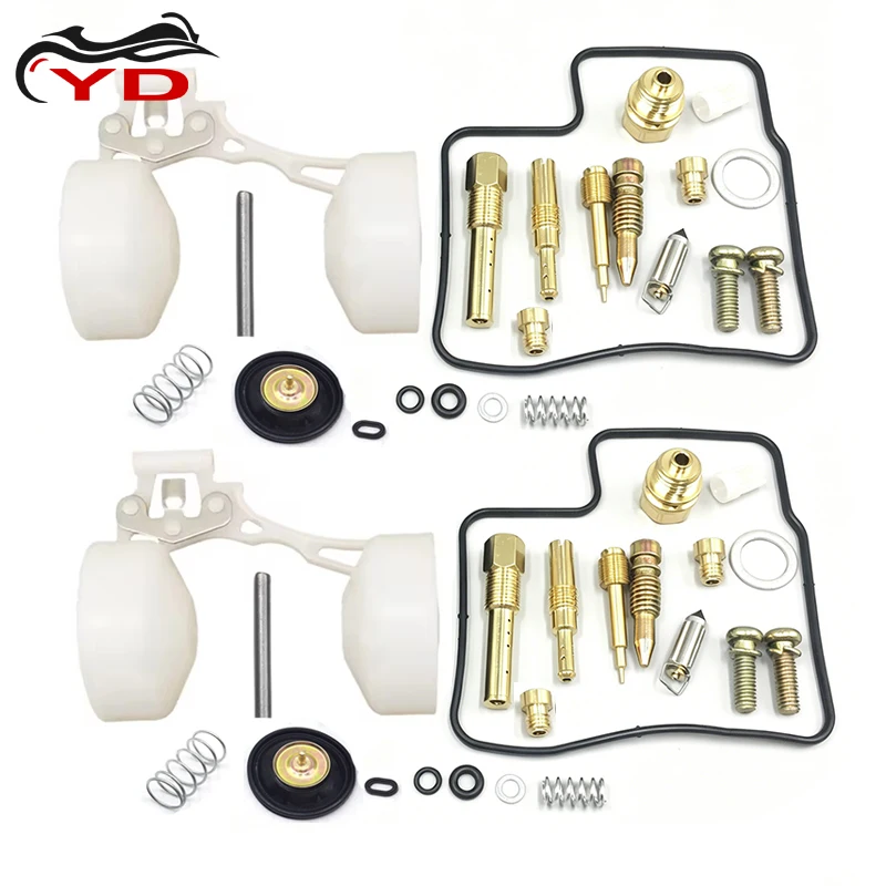 2sets For Honda XRV650 Africa Twin RD03 1988-1990 Carburetor Repair Kit V-Twin CV Carb Rebuild Jets Float Valve Gasket Parts
