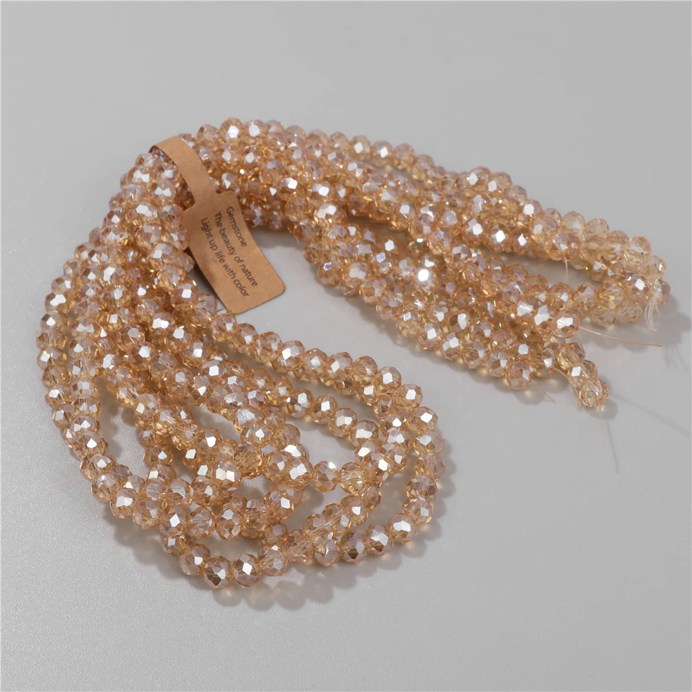 4x6mm/5x8mm Gold Color Glass Rondelle Faceted Austria Crystal Loose Spacer Beads For DIY Bracelet Jewelry Making Accessories